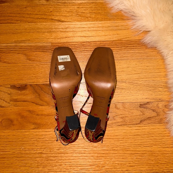 Prada satin printed block heel pumps - Picture 4 of 10